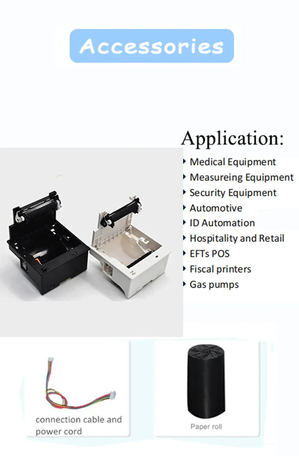 58mm Embedded Thermal Label & Receipt Barcode Printer Black and White Panel Serial Printer Module with Serial Auto Cutter