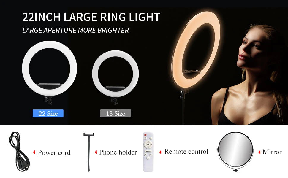 22 Inch LED Ring Light with Tripod for Professional Content Creation Tidesmit