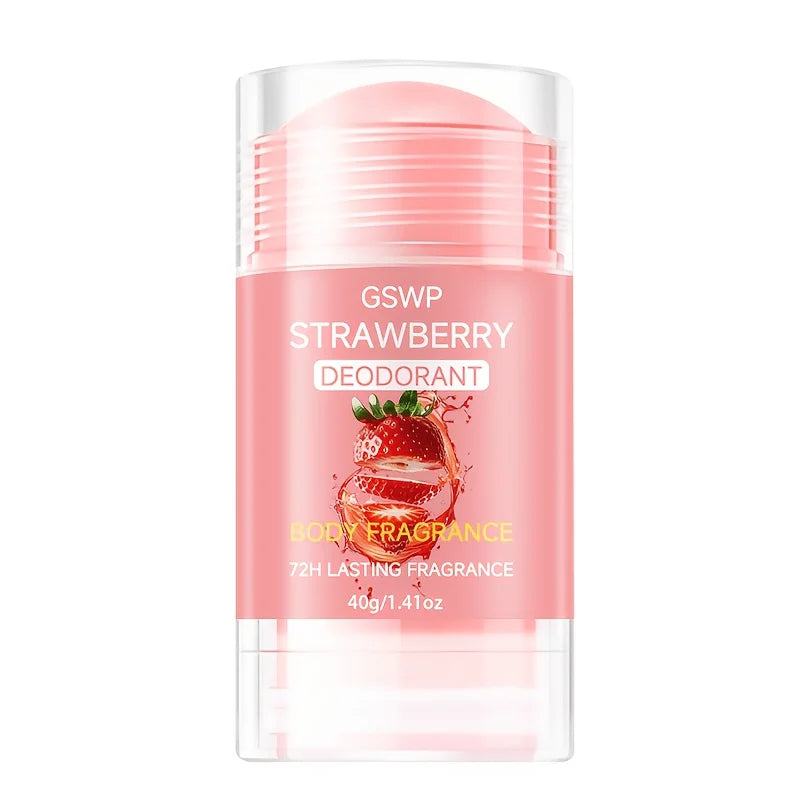 Tidesmit GSWP Strawberry Deodorant, a scented odor-eliminating antiperspirant balm for neck, underarms, and body.
