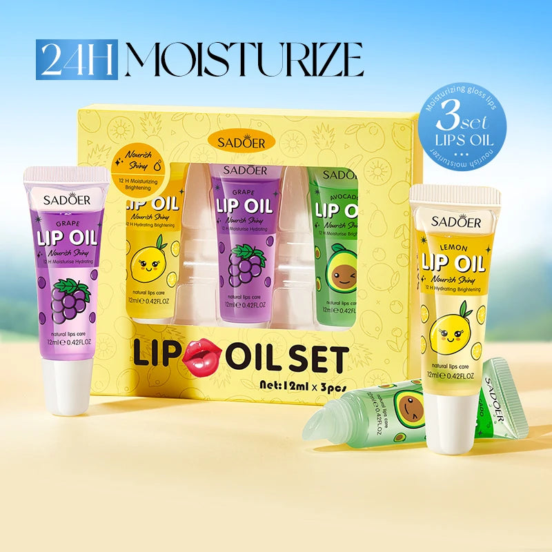 Crystal Jelly Lip Oil Set - Hydrating 3-Piece Lip Treatment Lip Care Tidesmit