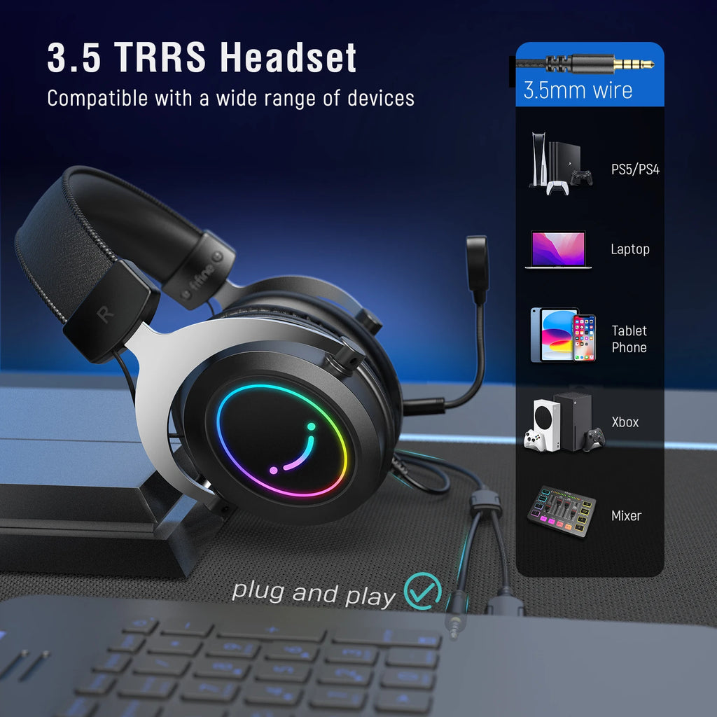 H3 Gaming Headset with Detachable Mic and Stereo RGB Sound Tidesmit