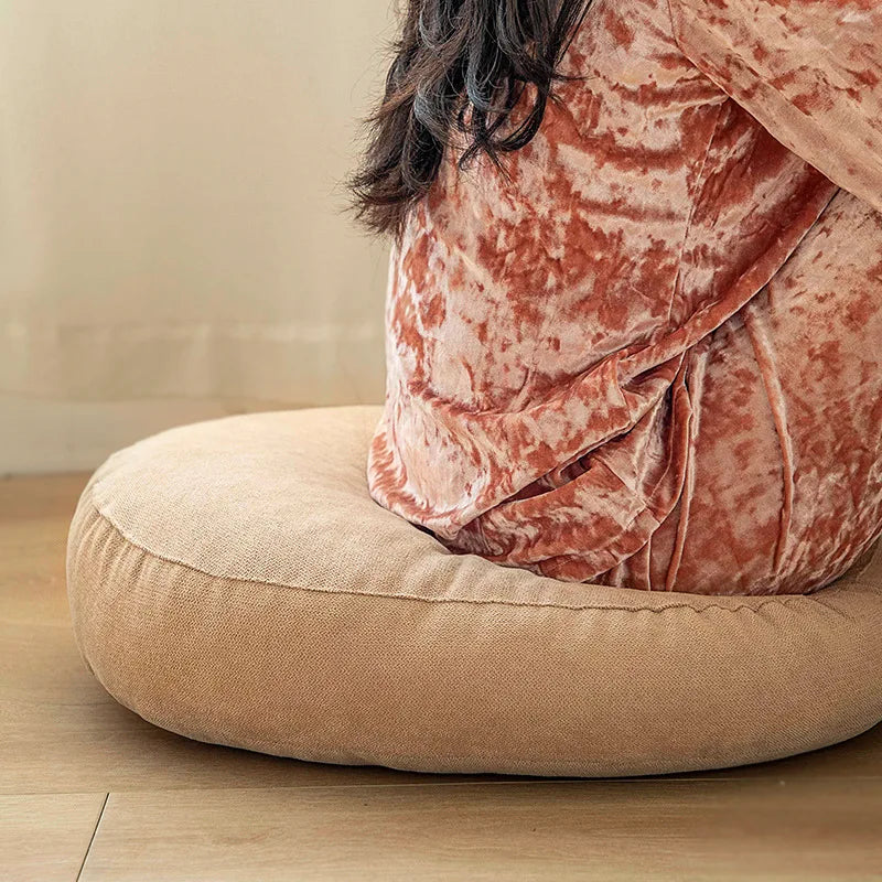 Floor Seat Cushion Thickened Meditation Chair Cushion Simple Japan Style Futon Round Cotton and Linen Tatami Balcony Cushions 방석
