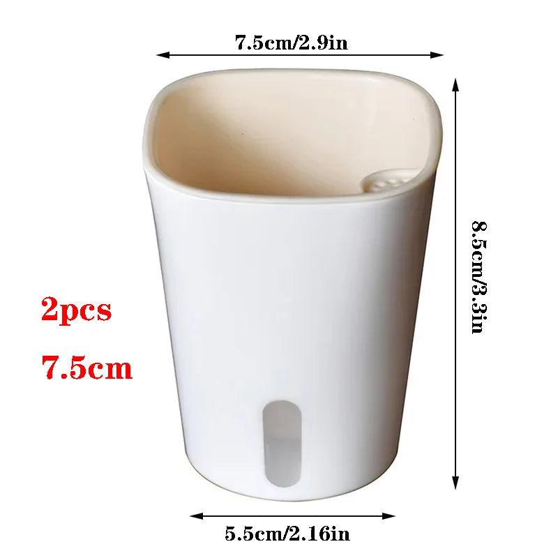 White self-watering plant pot, 7.5cm height, 5.5cm base width (2 pcs)