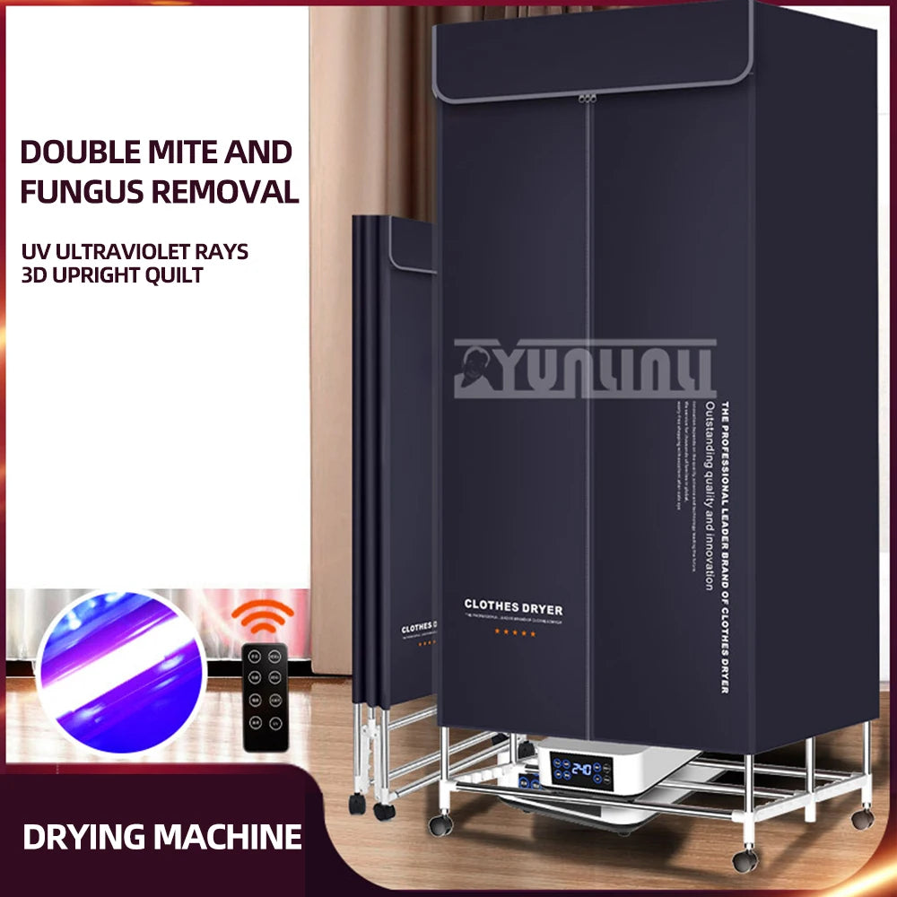 Tidesmit portable clothes dryer with large capacity and remote control, front view of foldable laundry appliance