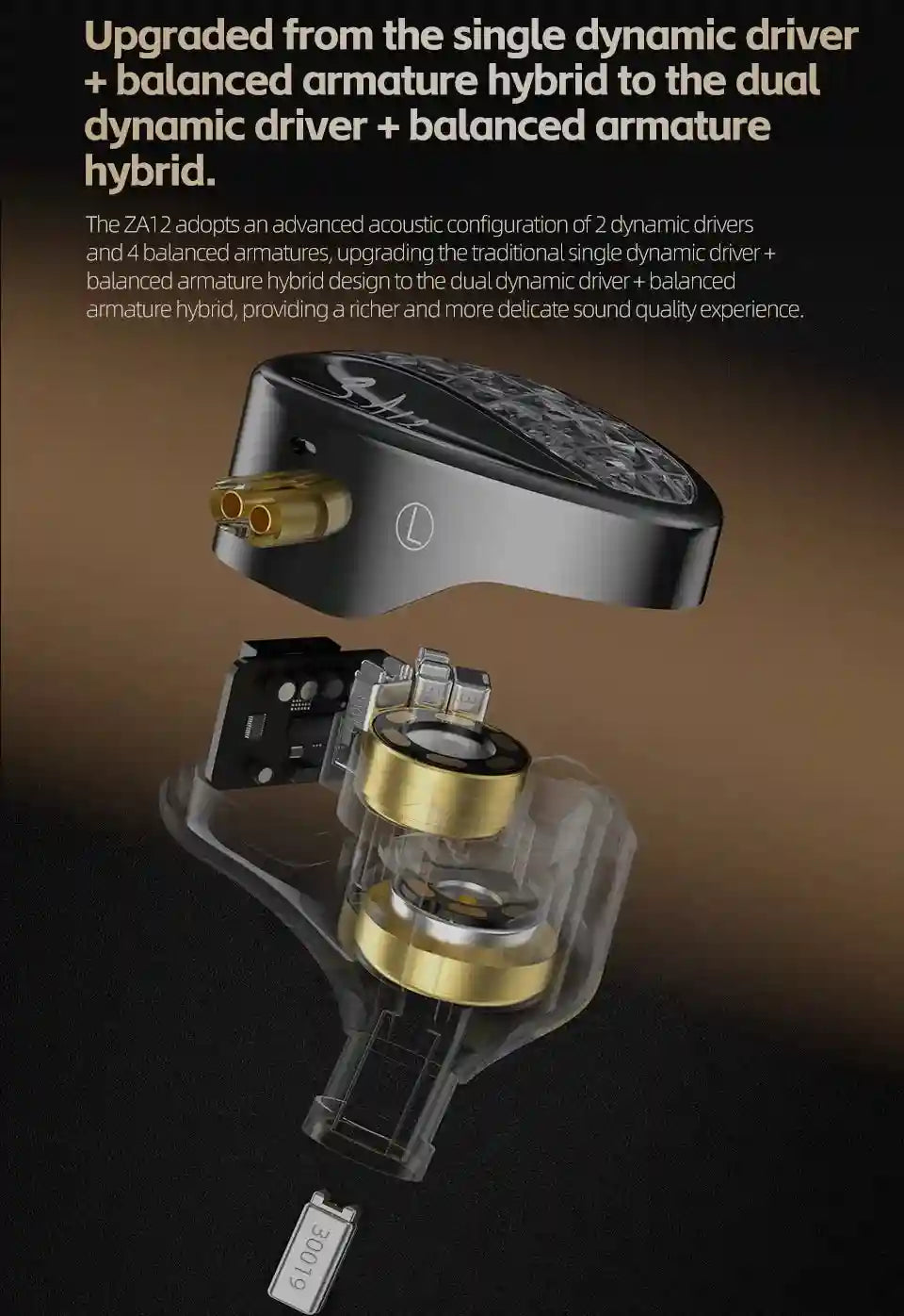 Wired In-Ear Monitors - Hybrid 2DD+4BA HiFi Drivers Black Tidesmit