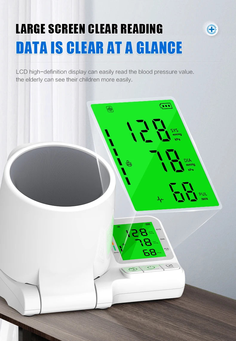 AiQUE Clinic Blood Pressure Monitor Automatic Tunnel Tonometer Digital Upper Arm Sphygmomanometer Tensiometer BP Machine Pulse