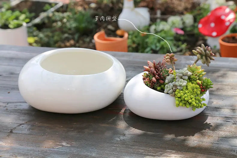 Oval Ceramic Succulent Pot Garden Supplies Balcony Flowerpot Plant Pot Garden Pots Planters Landscaping Potted Plant Flower Pots
