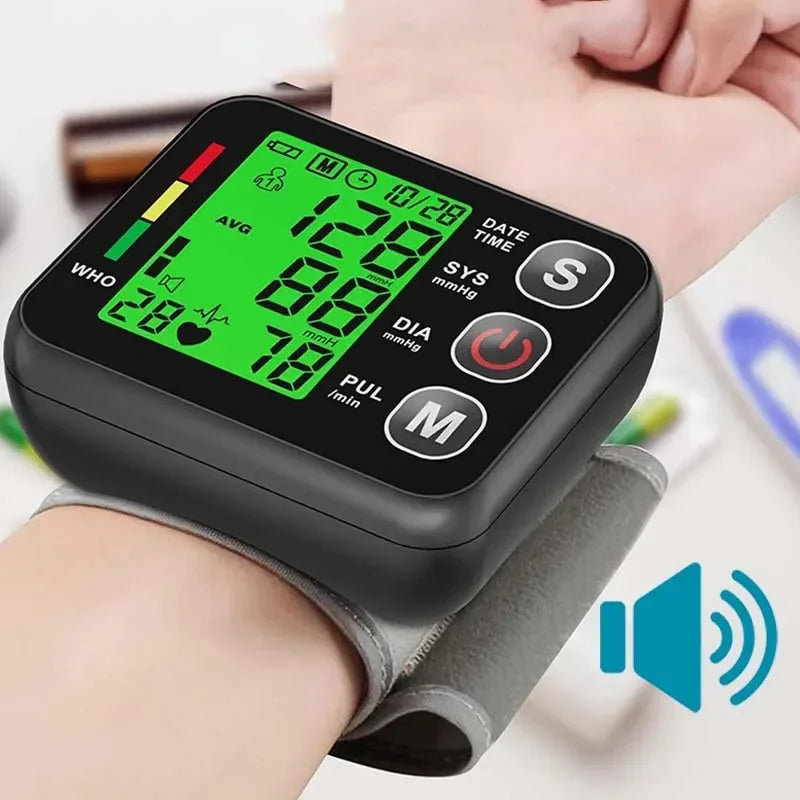English Voice High Accurate BP Monitors Wrist Blood Pressure Monitor Tonometer Digital Sphygmomanometer Electronic Bp Monitors