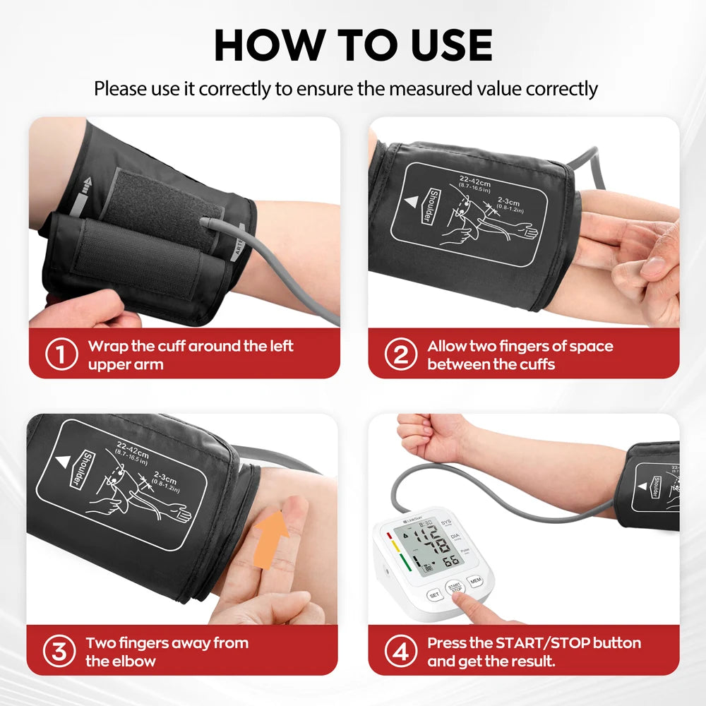 LinkSun 2005-1 Blood Pressure Monitor Tensiometer 22-42cm Upper Arm Blood Pressure Checker Digital BP Machine Heart Rate Monitor