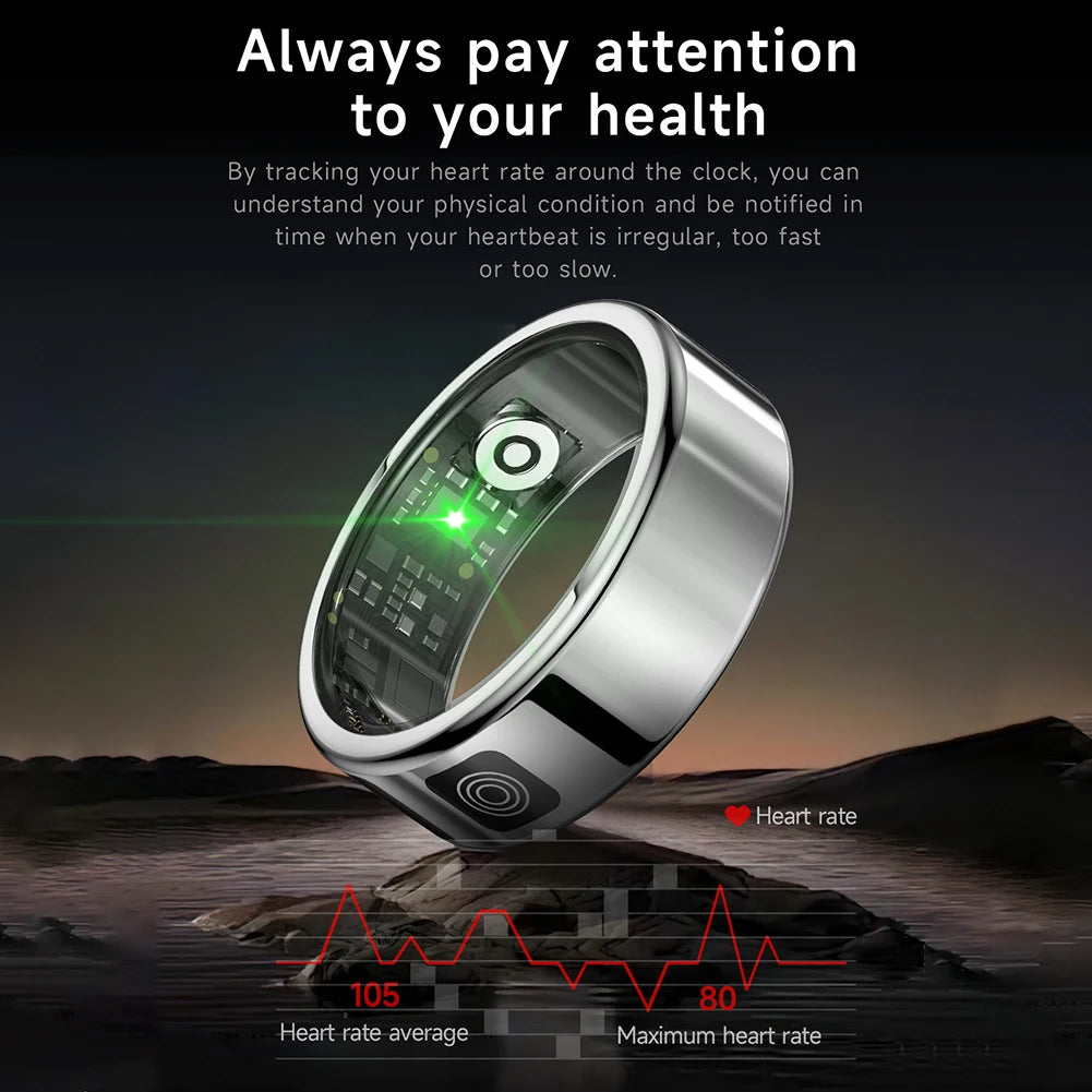Smart Health Ring Fitness Tracker | Heart Rate & Blood Oxygen Monitor Tidesmit