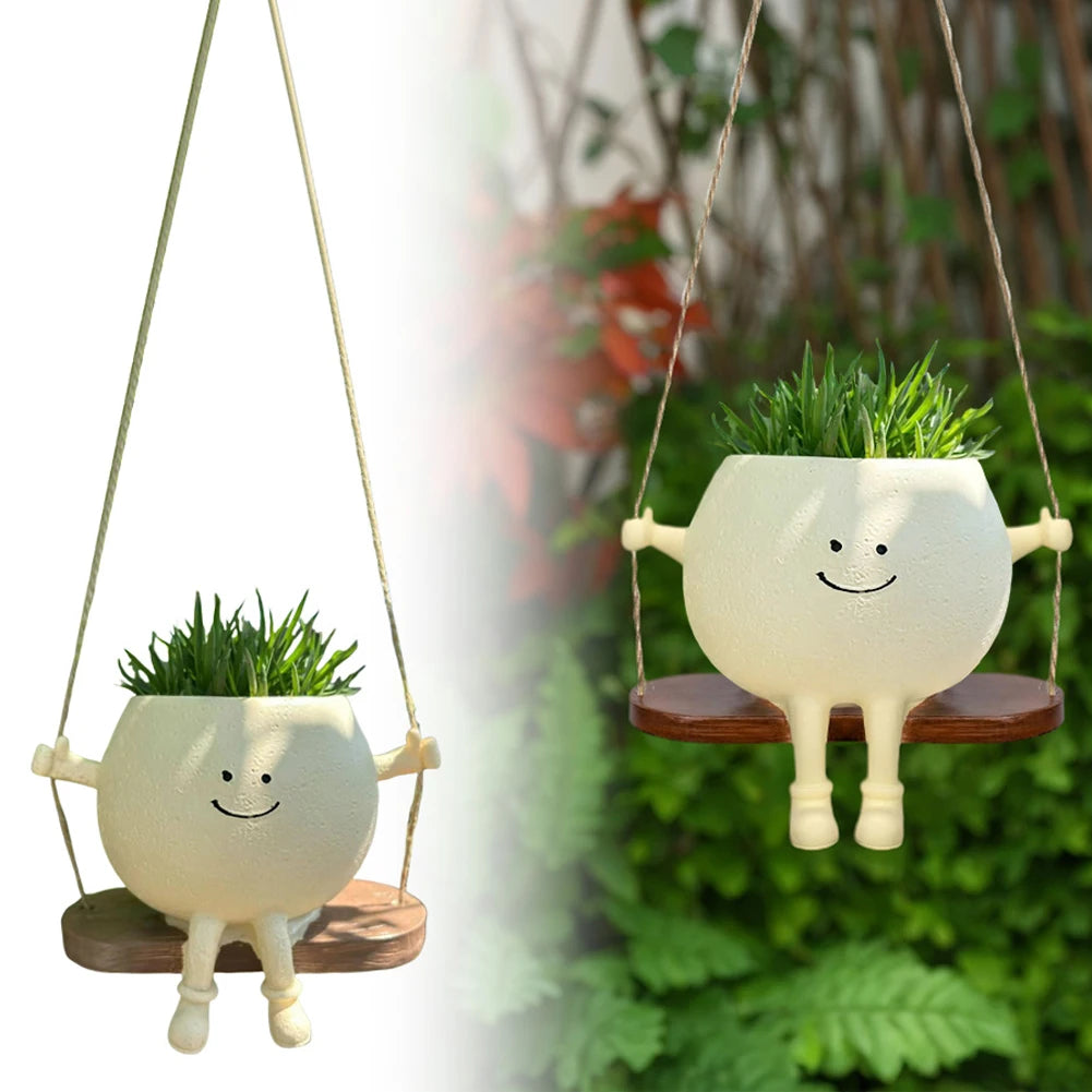 Creative Rocking Chair/Swing Face Succulent Pot Plant Pot Succulent Planter Home Garden Supplies for Indoor Outdoor Plants