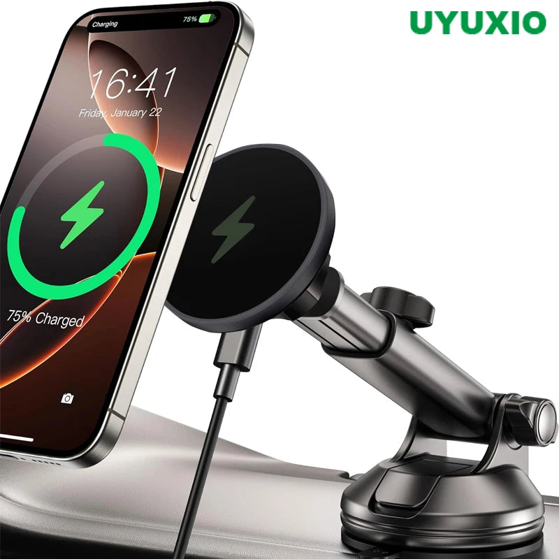 Magnetic Wireless Car Charger | Qi Certified 15W Fast Charge Black Tidesmit