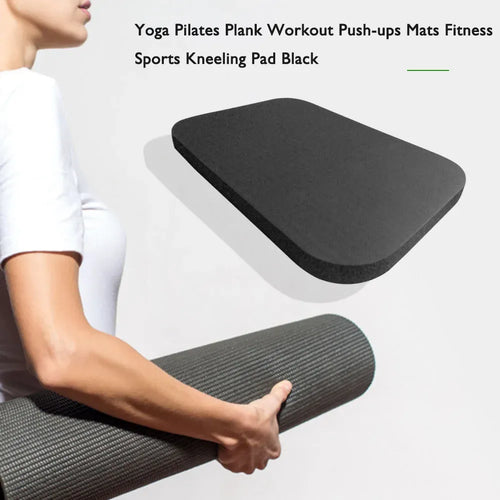 Tidesmit black fitness kneeling pad and rolled yoga mat for workout, planks, and Pilates support.