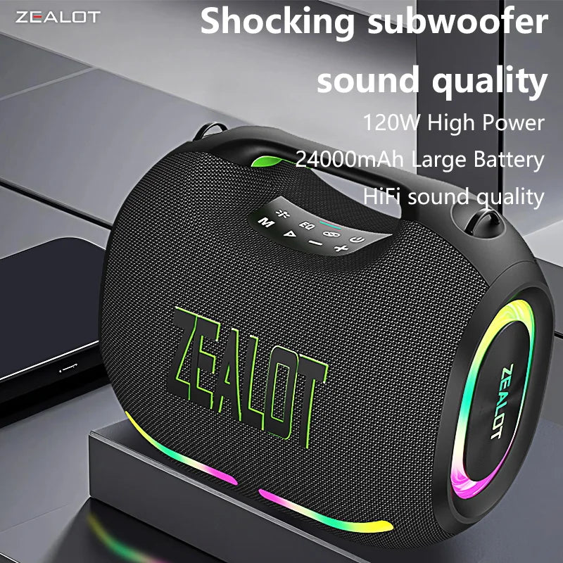 ZEALOT-ZE01 300W Big Power Wireless Speaker TWS Subwoofer Bluetooth Speaker High Volume Waterproof Portable Mobile Power HIFI Sound Qual Ultra-Long Battery Life