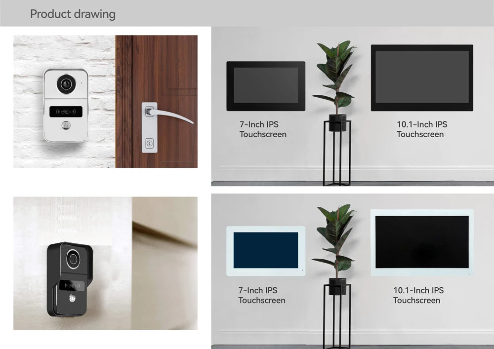 7 Inch Tuya Smart Wifi Video Entry Phone Intercom System 1080P 2 Wire Home Video Doorphone Doorbell RFID Card Unlock Apartment