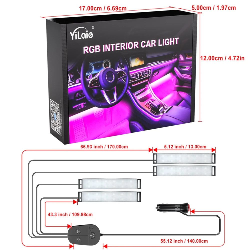 Ambient Car LED Footwell Lights – App Controlled Interior Lighting Tidesmit