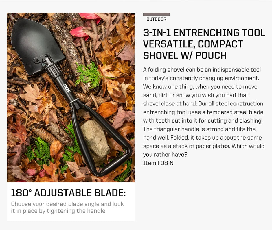 SOG Outdoor Survival Gear Multitool Gardening Entrenching Tools Tactical Folding Shovel Hand Tools Camping Equipments - F08-N