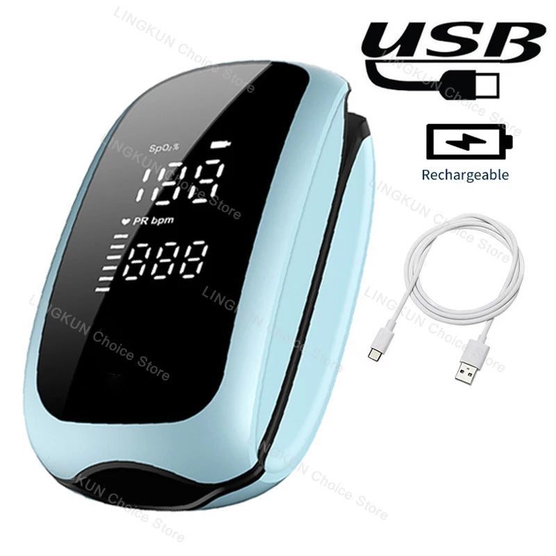 Rechargeable Fingertip Pulse Oximeter Medical Oximeter Strap Lanyard Blood Oxygen Saturation Monitor Digital LED Display Child