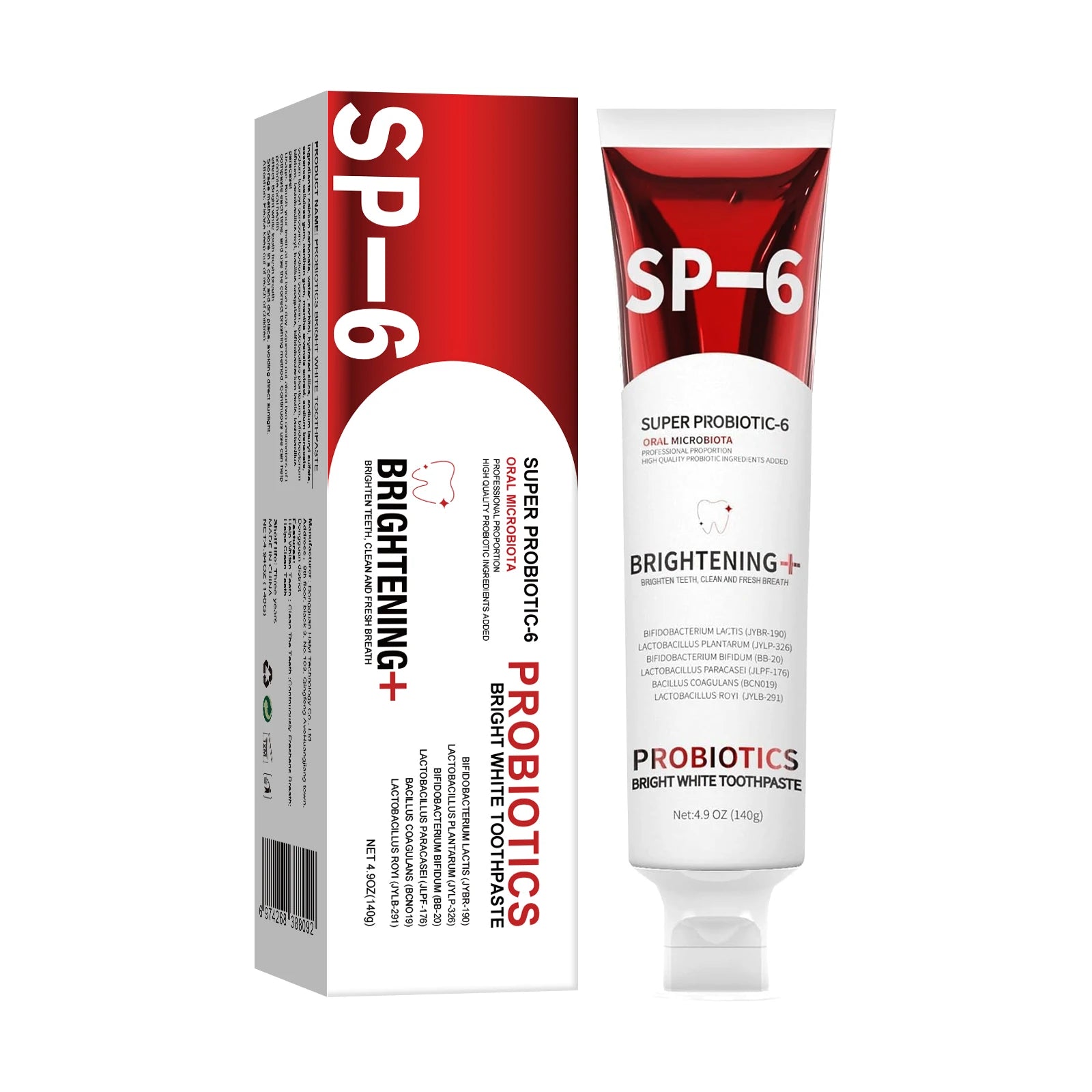 Tidesmit SP-6 Probiotic Whitening Toothpaste for plaque removal and gum care in 120g tube