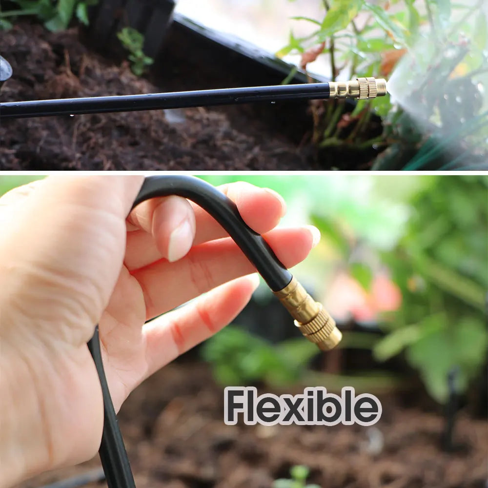 Garden 5-30M 8mm PE Hose 20cm 360° Bending Brass Nozzle Spray Kit Atomized Automatic Irrigation Equipment Plants Mist Wateriing