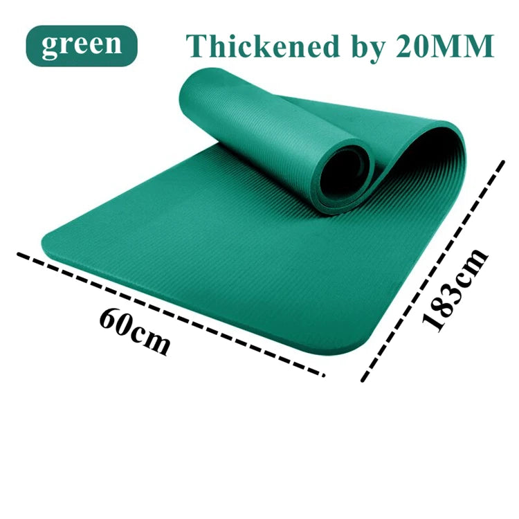 183x60cm Fitness 20mm Thick Workout Yoga Mat Indoor Pilates Noise Reduction Yoga Mat Moisture-proof Non-Slip Durable Exercise