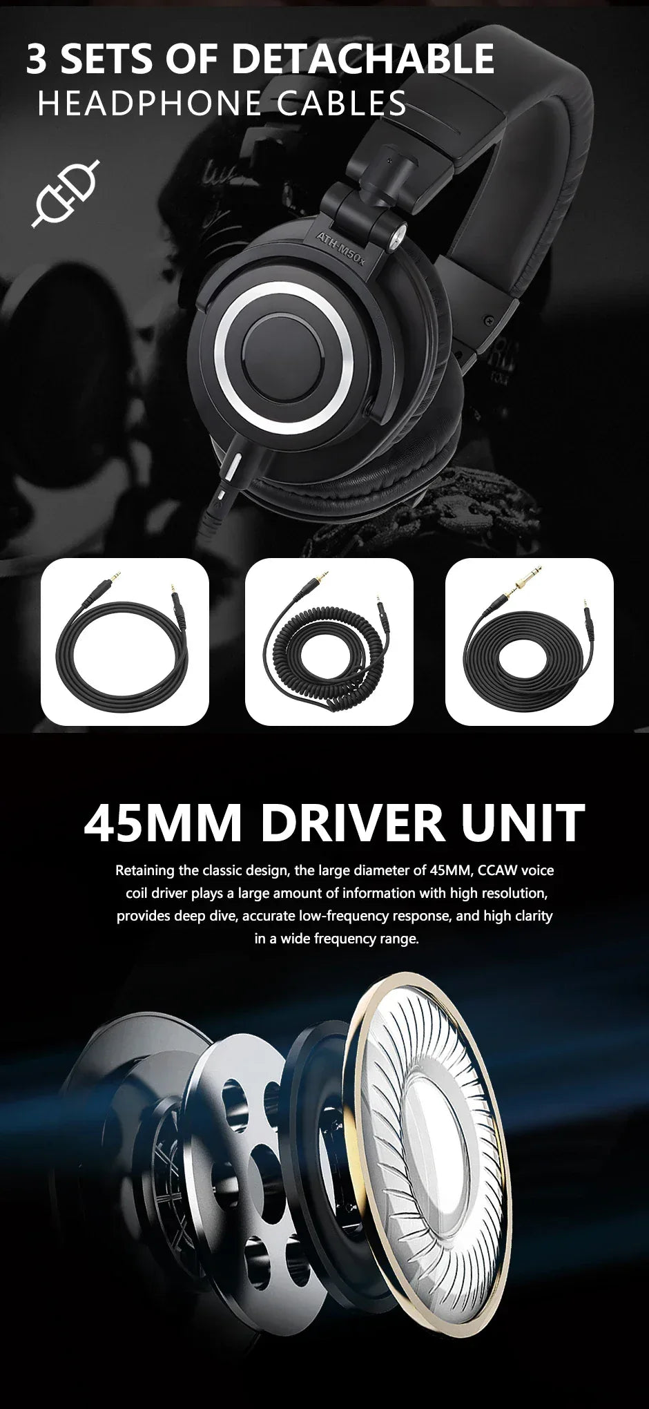 Studio Monitor Headphones with 45mm Drivers by Tidesmit Tidesmit