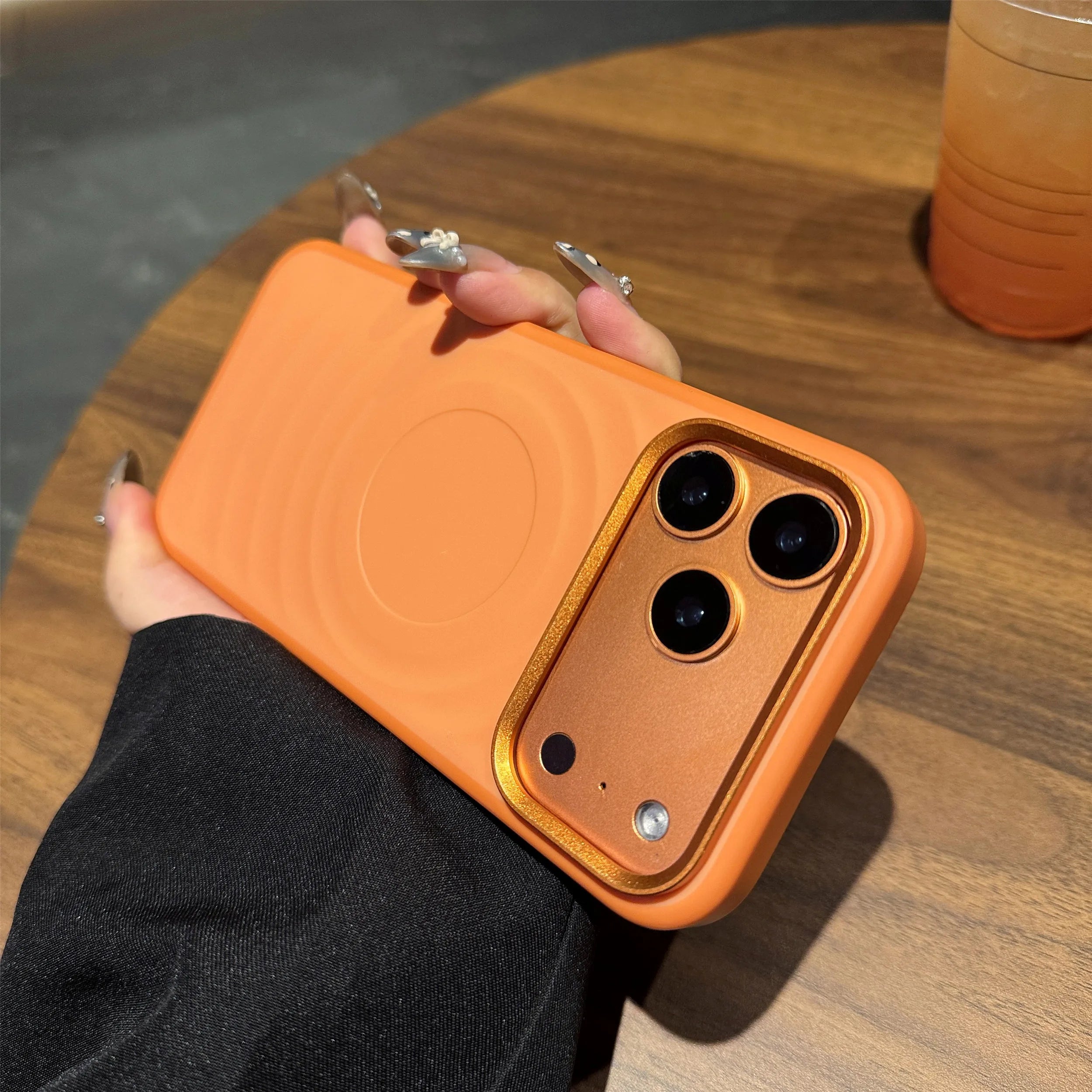 Magnetic iPhone 16 Pro Case: Slim Shockproof Silicone Cover Cosmic Orange Tidesmit