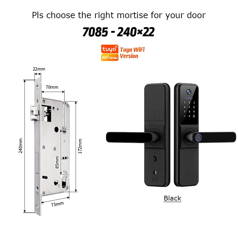YRHAND Tuya Wifi fechadura eletronica digital Smart Door Lock With Biometric Camera Fingerprint Smart Card Password For home