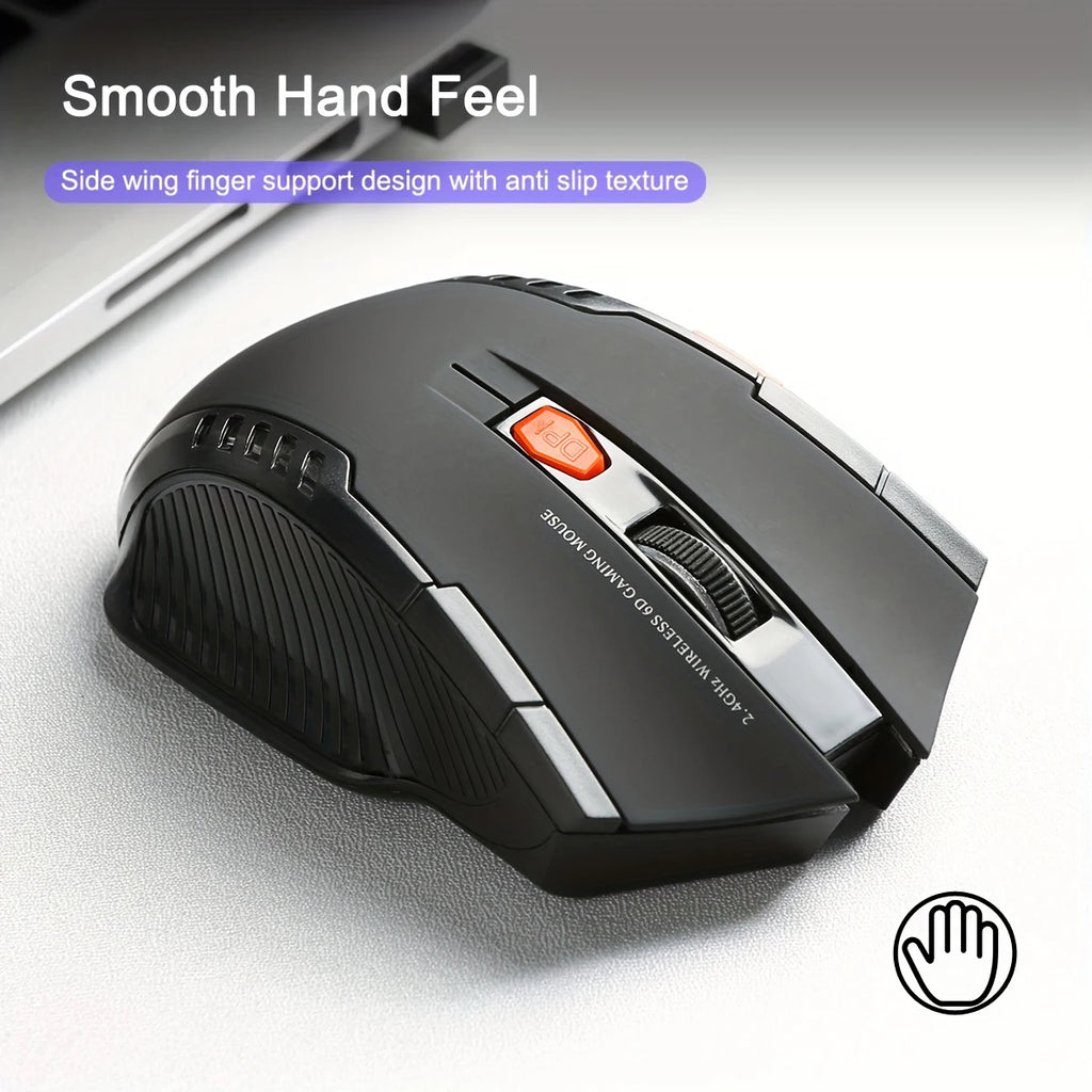 2.4G Wireless Mouse for Laptop Gamer Ergonomic Computer Mouse Wireless with USB Receiver 1600DPI 6 Buttons Portable Optical Mice