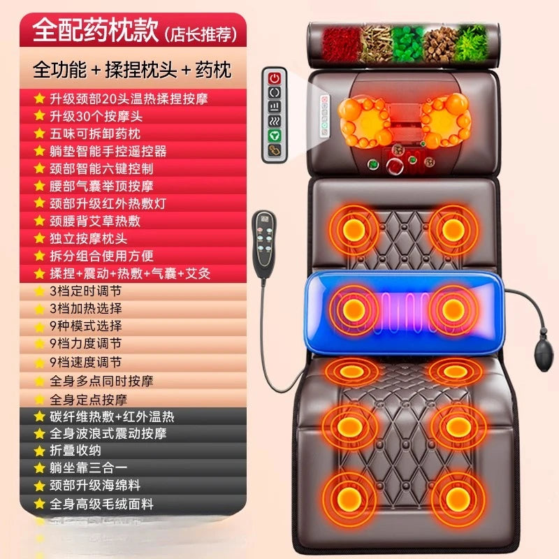 Full Body Electric Massage Mat with Heat Therapy - Tidesmit Back Massage Instrument D Tidesmit