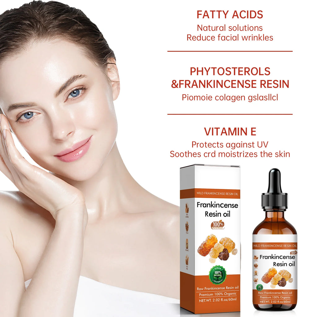 Organic Frankincense Resin Face Oil 60ml - 100% Pure Raw Formula, Supports Skin Smoothing, Deeply Moisturizes & Soothes.