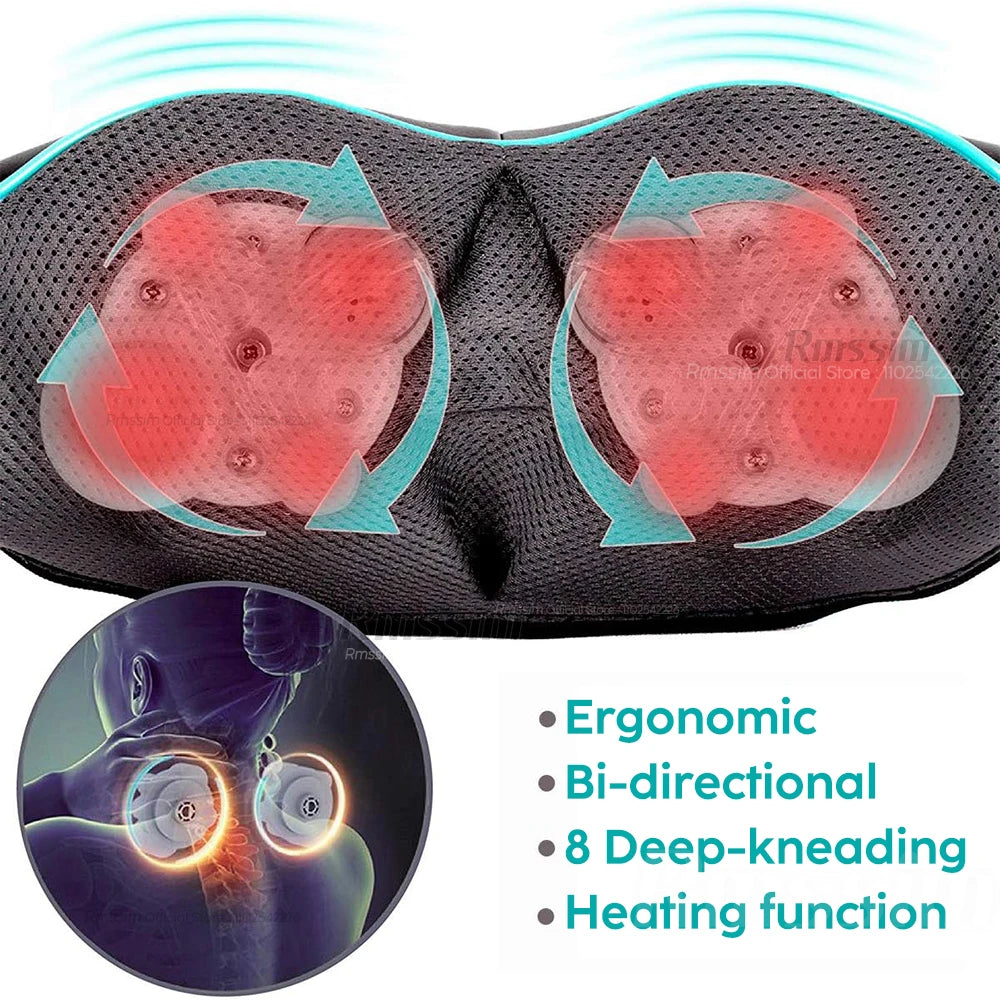 Shiatsu Neck and Shoulder Massager - Deep Tissue Heat Therapy Back Massage Instrument Tidesmit