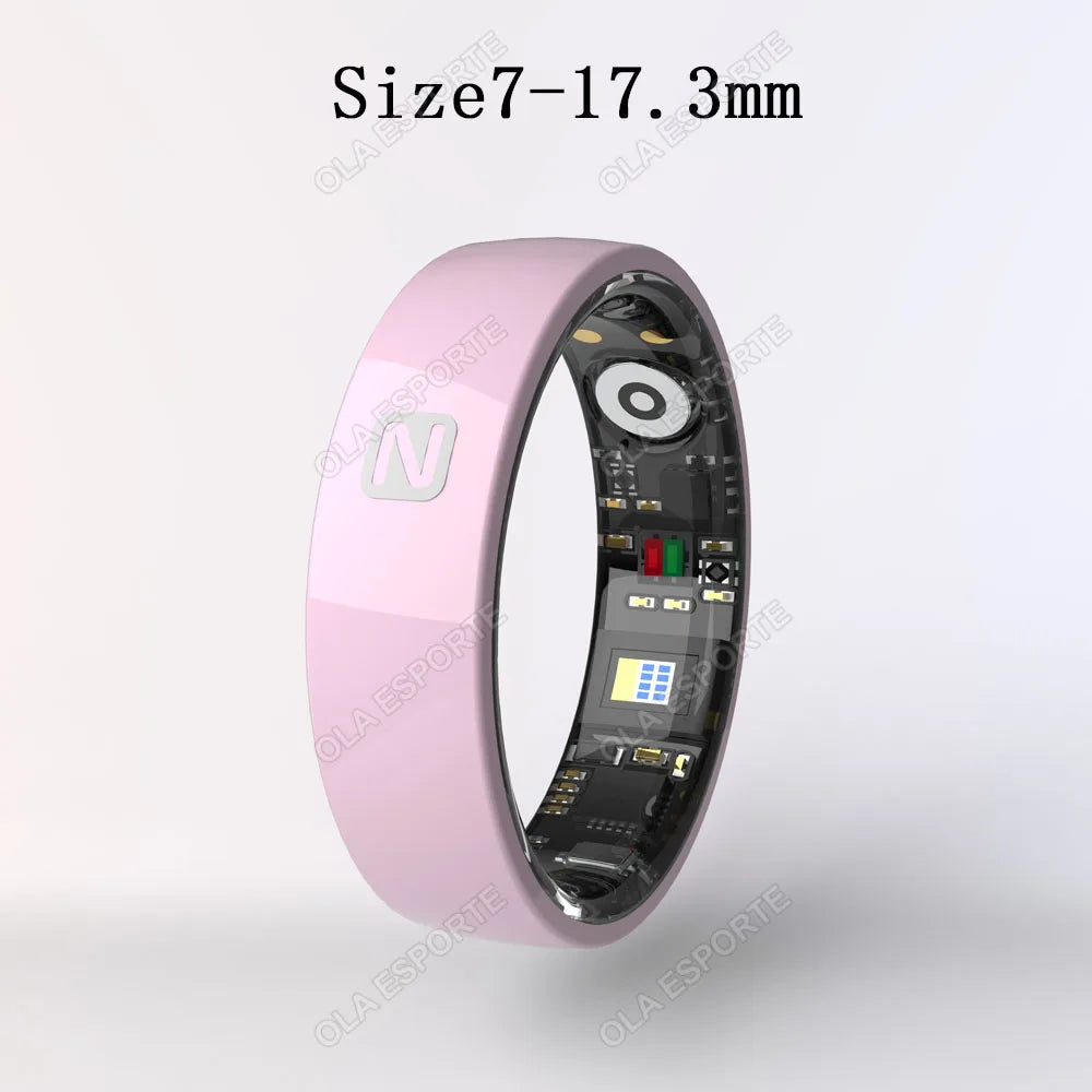 Smart Health Ring - Waterproof Fitness Tracker with Biometric Sensor Pink 7 Tidesmit
