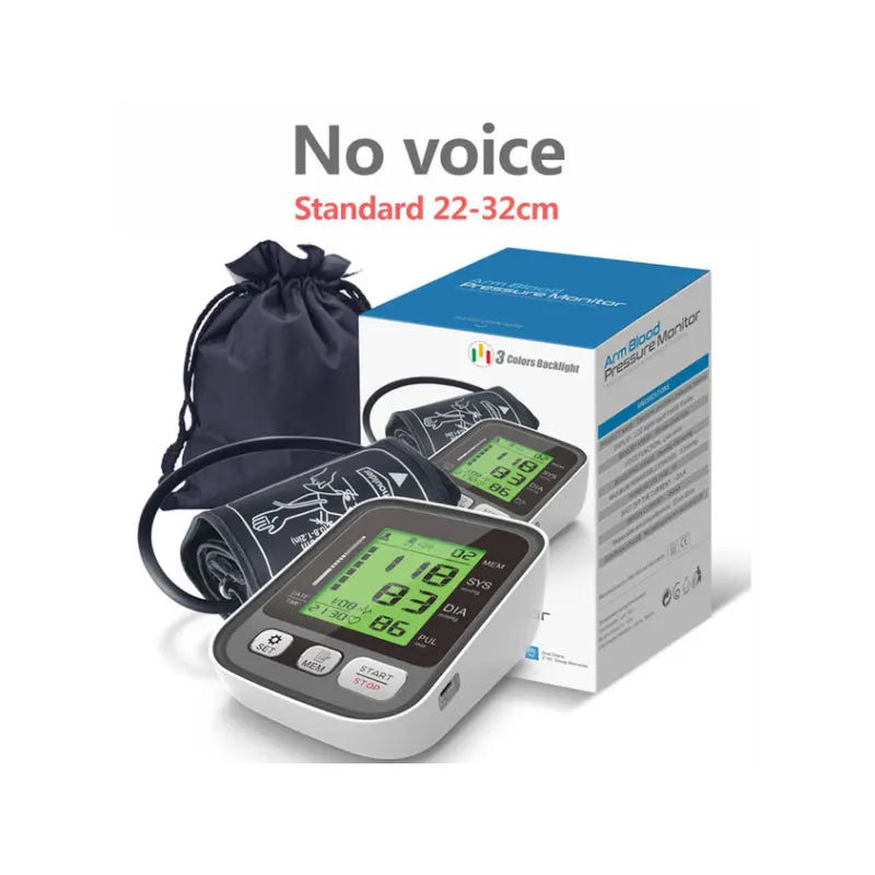 JYouCare Medical Digital Lcd Upper Arm Blood Pressure Monitor cuffs Home Heart rate Meter Tonometers Large cuff Voice Automatic