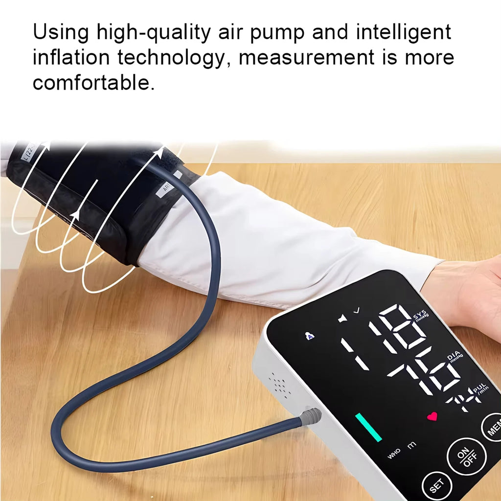 Spanish Voice Medical Digital Lcd Upper Arm Blood Pressure Monitor Cuffs Home Heart Rate Meter Tonometers Large Cuff Automatic