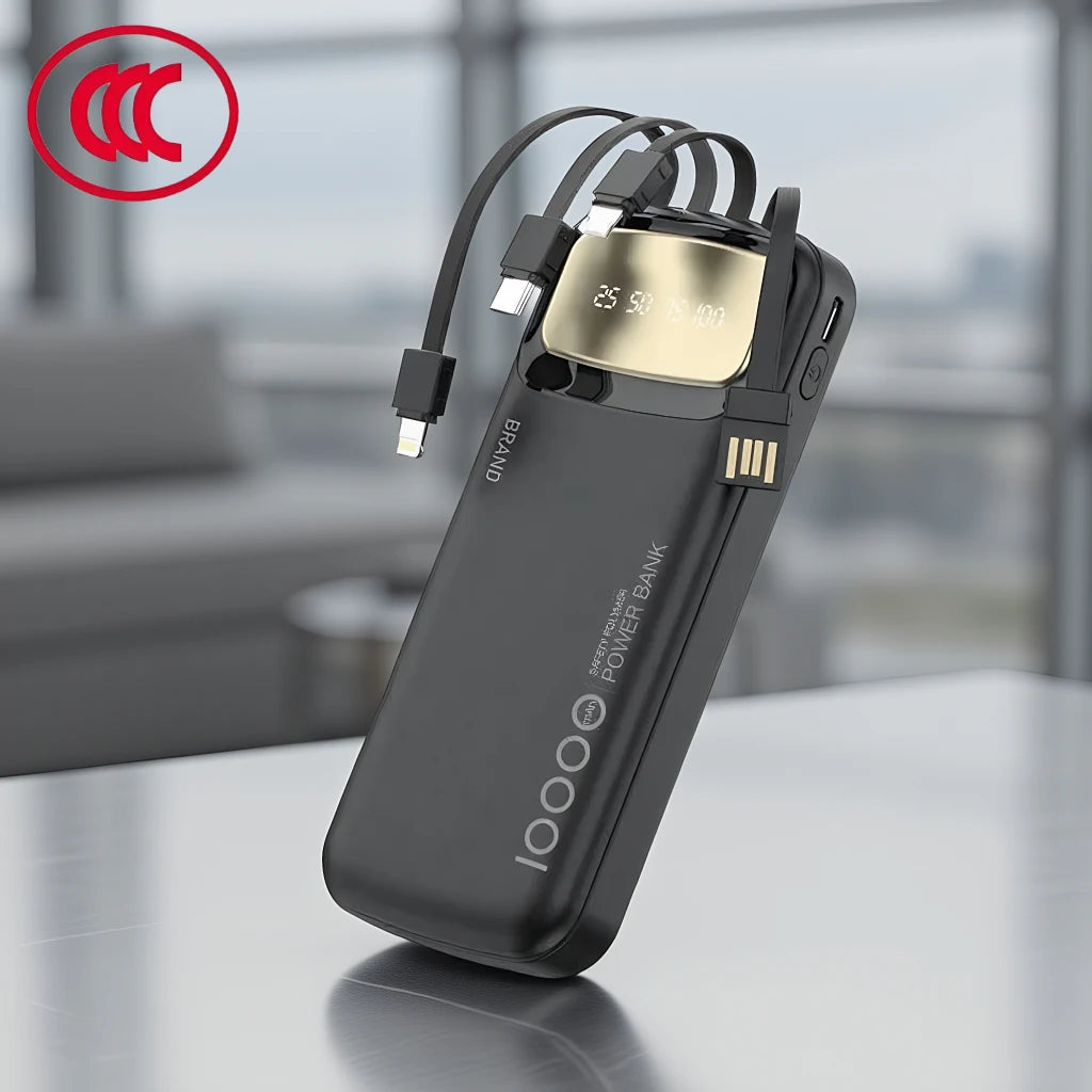 Portable Charger 10000mAh with Integrated USB-C Cable | Tidesmit Tidesmit