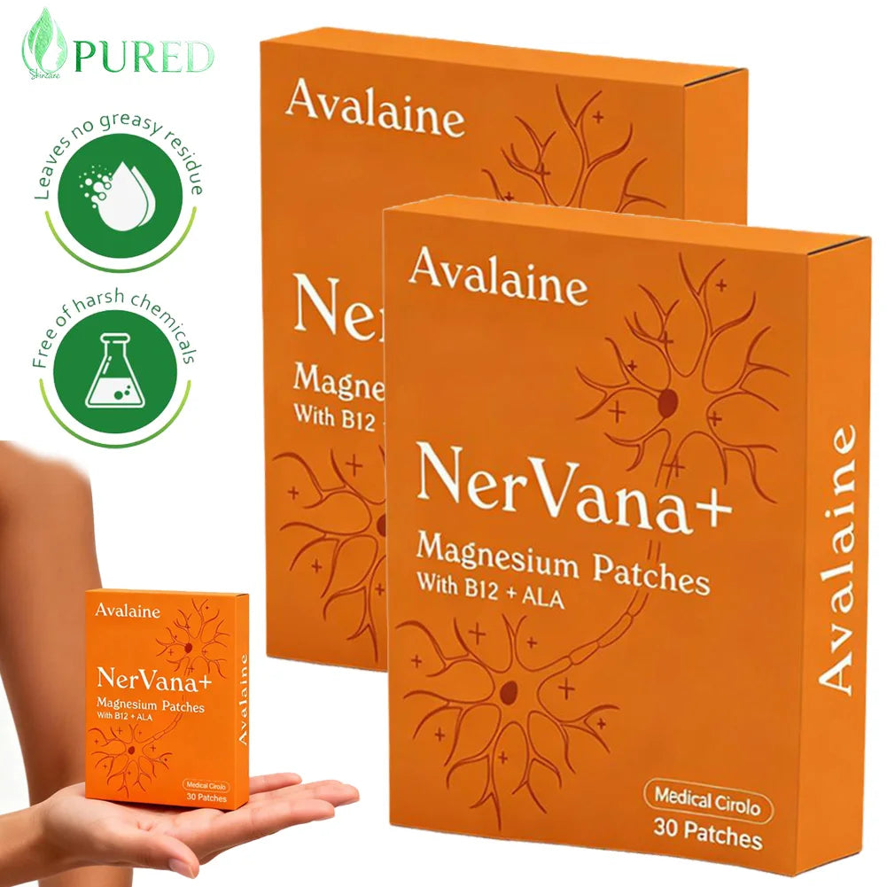 Avalaine NerVana+ Magnesium Patches Skin Care Patch Muscles Relaxation Support Patches Natural Calming Relax Aid Repair