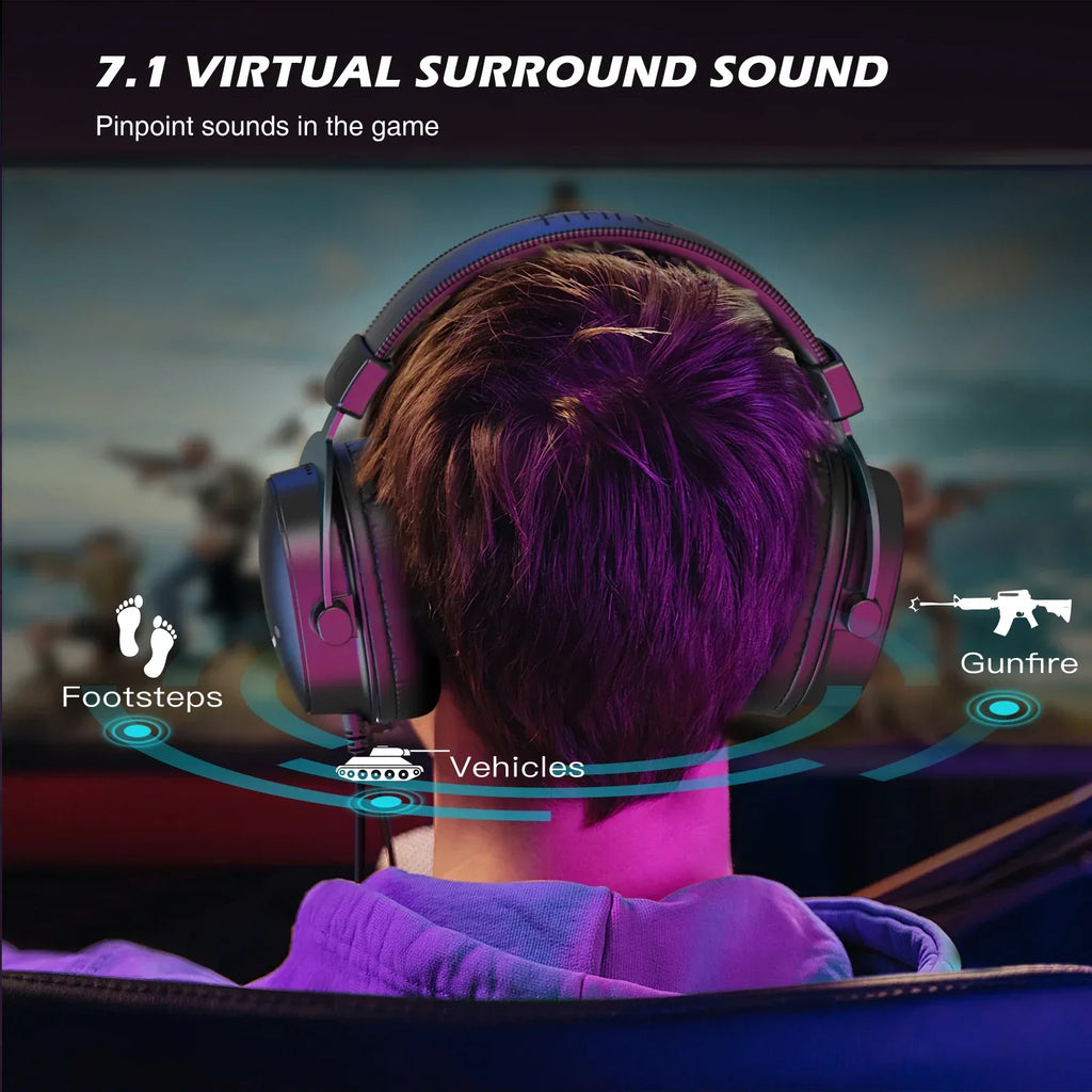 Tidesmit 7.1 Surround Sound PC Gaming Headset for PC PS5 Black Tidesmit