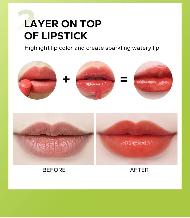 Moisturizing candy lip gloss tutorial: layering lustrous, pearlescent nude lip stain for a sparkling, watery lip finish.