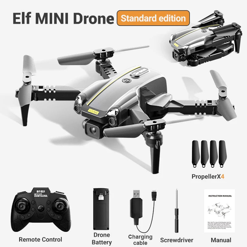 Mini Camera Drone with HD Optics - Foldable Beginner Quadcopter Gray Standard Tidesmit