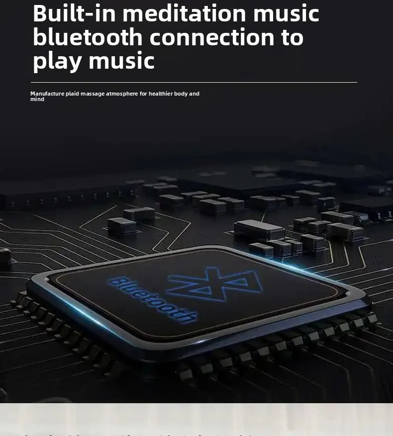 Integrated Bluetooth chip on circuit board for head and eye massager helmet for music and meditation therapy.