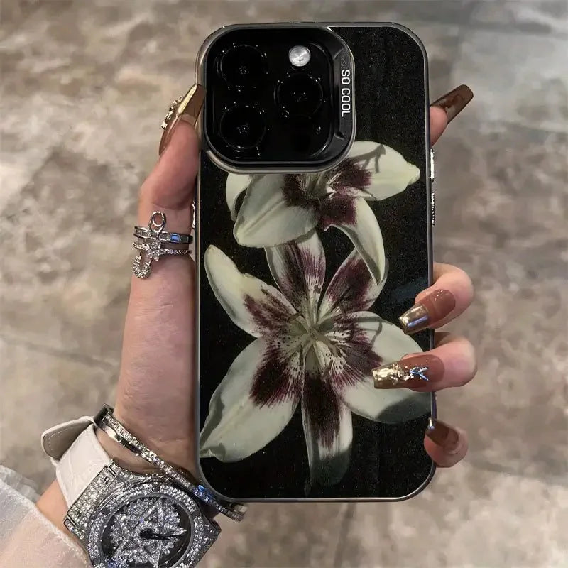 Lily Flower Phone Case - Slim Hard Cover with Drop Protection BLACK-YCB090360 Tidesmit