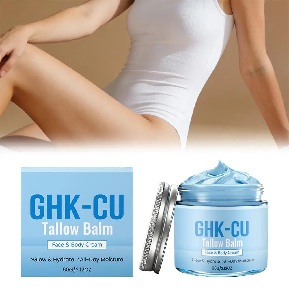 Natural GHK CU Copper Peptide Tallow Balm Blue Cream Deep Hydrating Brightening Moisturizer For Face And Body Dry Sensitive