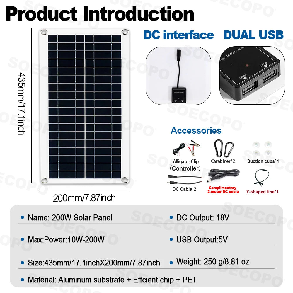 SOECOPO 10000W Solar Generator Kit, 12V to 110V/220V Inverter, 200W Panel, 100A Controller, for Off-Grid Home, RV & Camping