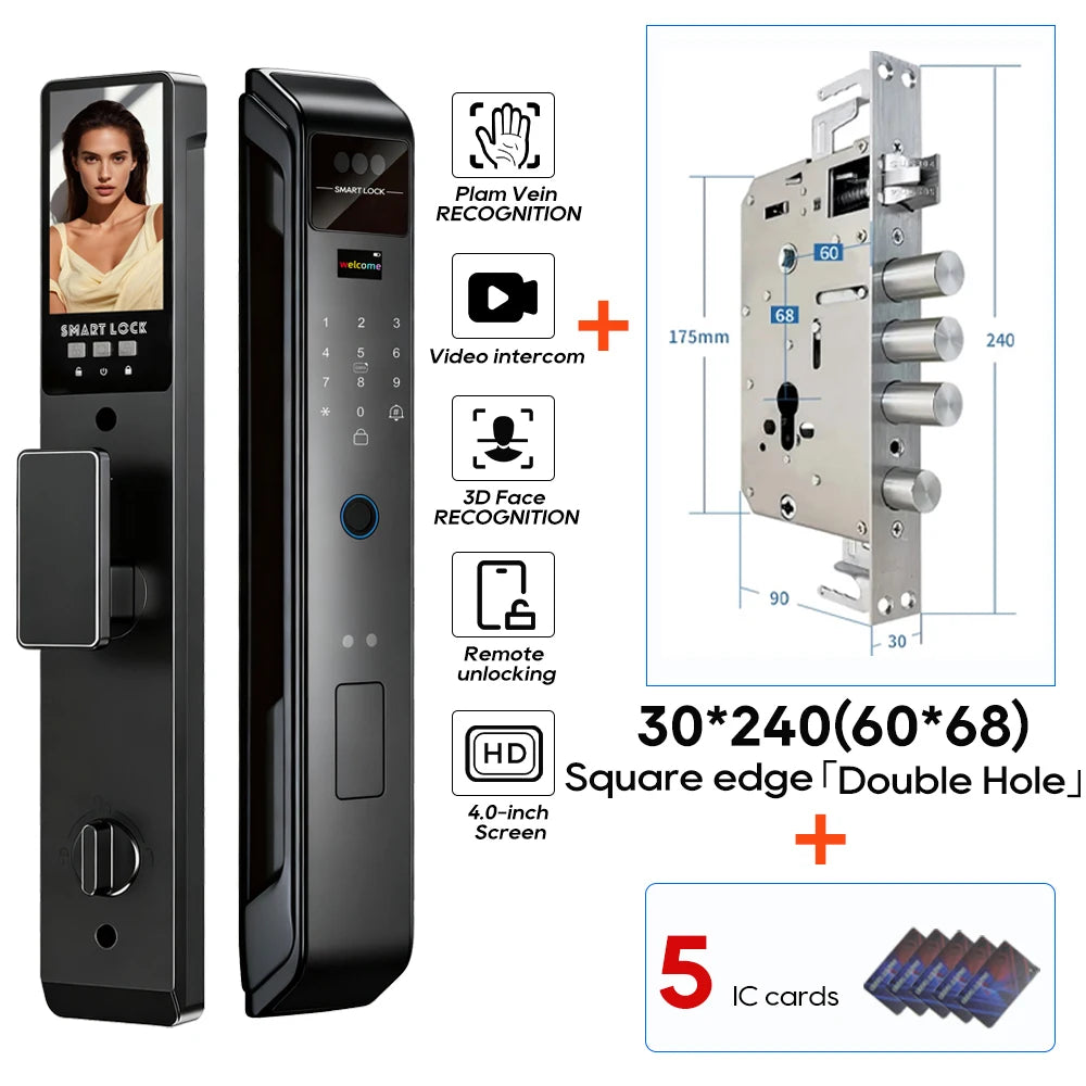 SANKESONG Tuya 3D Face Recognition Smart Lock with Security Camera Digital Electronic Intelligent Fingerprint Lock