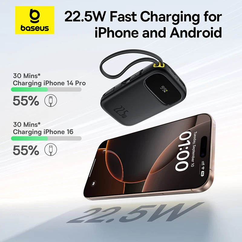 Tidesmit 20000mAh Portable Charger with Built-In PD Fast Charging Cables Tidesmit