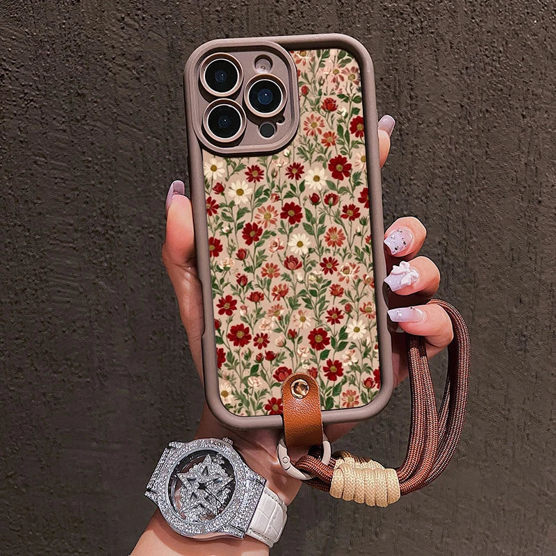 Flower Phone Case with Lanyard for iPhone 16 Pro Max - Shock-Absorbing Cover 2 Tidesmit