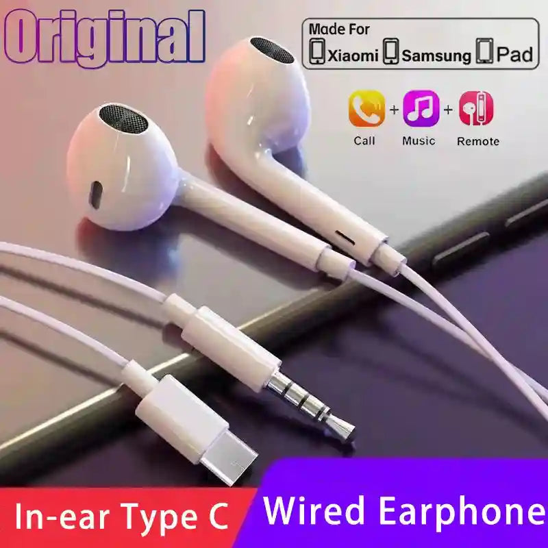 USB C Wired Earphones for Android - 3 Pack Noise Isolating Headset Tidesmit