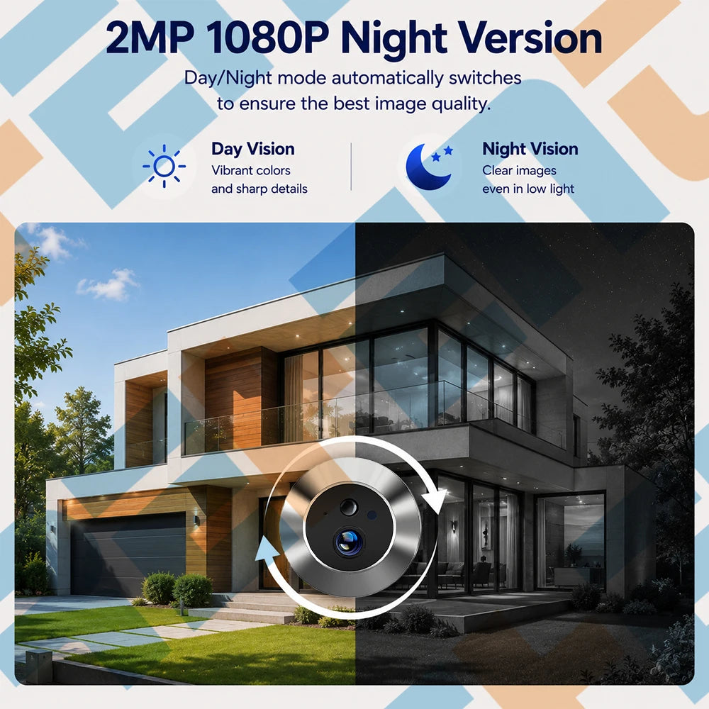 Tuya Smart 2MP 5Inch Screen Mini Digital Peephole Eye Viewer WiFi IR PIR Motion Door Camera 10000mAh battery work 3-4 Months