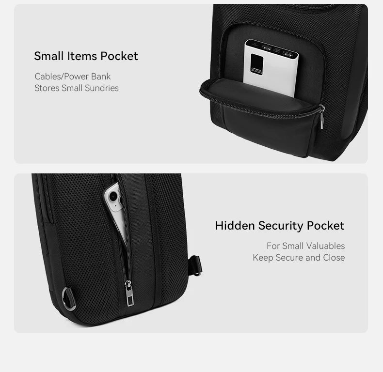 ReeYee N6 6L Sling Chest Bag, Combination Lock Security Crossbody Pack, Unique Design with Smart Organization Compartments